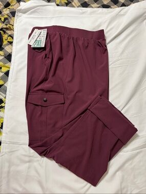 NWT, LuLaRoe Maroon Cargo Track Pants - Elastic Waist, 2XL